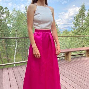 Two Piece Prom Skirt and Top (Pink and White with beading)